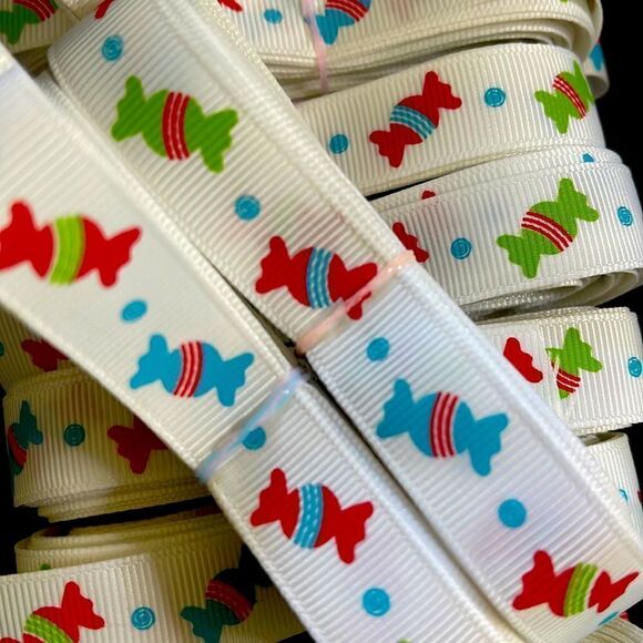 Grosgrain Ribbon 5/8” 5 yards yds 5/$20 NEW 1/2” bows bow making shipping print - Picture 1 of 4